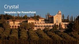  Presentation with places in israel - Presentation theme featuring latrun-monastery-latrun-abbey background and a teal colored foreground