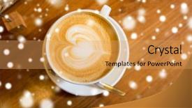  Presentation with matcha latte latte art - PPT theme with latte art drink love christmas background and a yellow colored foreground