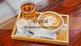  Presentation with art - Cool new theme with latte coffee art on the wooden table backdrop and a coral colored foreground