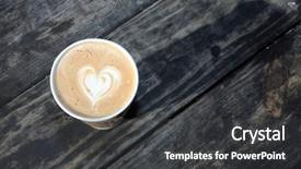  Presentation with shape heart - Colorful slide set enhanced with latte coffee latte backdrop and a dark gray colored foreground