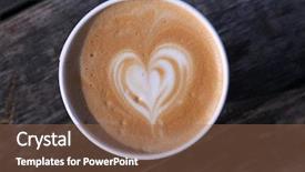  Presentation with shape heart - Beautiful slide deck featuring latte coffee latte backdrop and a coral colored foreground