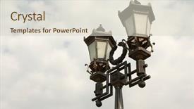  Presentation with metal - Beautiful presentation theme featuring lattern - old decorated metal street lamp backdrop and a  colored foreground
