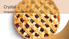  Presentation with cherry - Colorful PPT layouts enhanced with lattice - tasty cherry pie on white backdrop and a yellow colored foreground