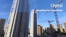  Presentation with construction work - Presentation theme having lattice tower - construction work site with blue background and a teal colored foreground