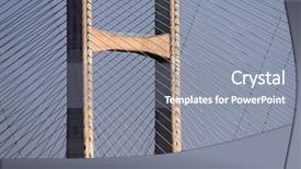  Presentation with suspension bridge - Audience pleasing slide deck consisting of lattice tower - detail of suspension bridge superstructure backdrop and a gray colored foreground