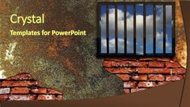  Presentation with prison bars - PPT theme enhanced with latticed prison window clear sky background and a tawny brown colored foreground