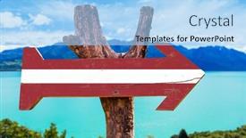  Presentation with river - Slide deck featuring latvia flag wooden sign with river on background background and a light blue colored foreground
