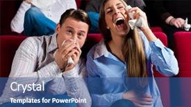  Presentation with audience - Amazing presentation theme having laugh audience - couple and other people probably backdrop and a ocean colored foreground