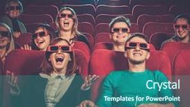  Presentation with group of people praying to god - PPT theme consisting of laugh audience - group of people in 3d background and a ocean colored foreground