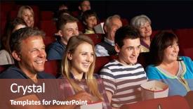  Presentation with cinema film processing - Amazing slides having laugh audience - teenage family watching film backdrop and a tawny brown colored foreground