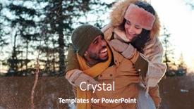  Presentation with giving - Cool new slide deck with laughing-african-guy-in-winterwear backdrop and a tawny brown colored foreground