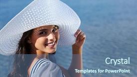  Presentation with sun - Amazing PPT layouts having laughing and holding the brim backdrop and a ocean colored foreground
