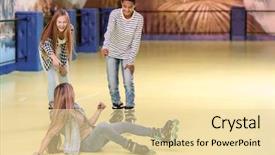 Presentation with roller skating - Slide set having laughing at girl falling down background and a blonde colored foreground