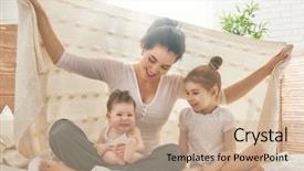  Presentation with family children - PPT layouts featuring laughing baby - happy loving family mother background and a coral colored foreground