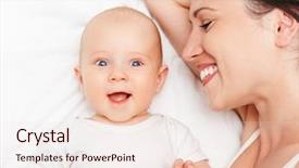  Presentation with mother baby and nurse - Slide deck featuring laughing baby and smiley mother background and a lemonade colored foreground