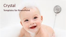  Presentation with foam - PPT theme having laughing baby with soap foam background and a lemonade colored foreground