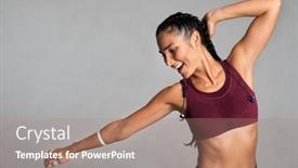  Presentation with red grey - Slide set with laughing-beautiful-woman-dancing background and a coral colored foreground