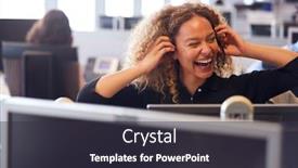  Presentation with telephone - Cool new theme with laughing-businesswoman-wearing-telephone-headset backdrop and a tawny brown colored foreground