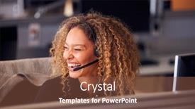  Presentation with telephone - Amazing theme having laughing-businesswoman-wearing-telephone-headset backdrop and a tawny brown colored foreground