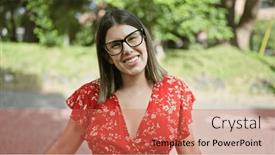  Presentation with beautiful hispanic woman - PPT theme featuring laughing-carefree-hispanic-woman and a coral colored foreground