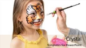  Presentation with joyful - Cool new PPT theme with laughing cat - joyful little girl getting her backdrop and a coral colored foreground