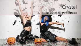  Presentation with joyful - Theme having laughing cat - two joyful young women background and a lemonade colored foreground