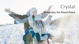  Presentation with winter family - Slide deck enhanced with laughing-family-sledding-and-sledding background and a cream colored foreground