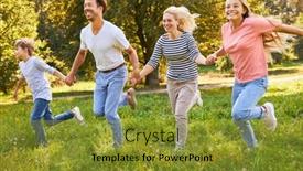  Presentation with children running - Presentation theme with laughing-family-with-two-children background and a gold colored foreground