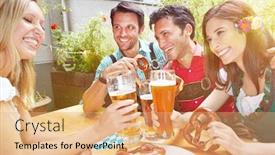 Presentation with beer garden - Theme enhanced with laughing-friends-in-beer-garden background and a coral colored foreground