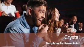  Presentation with drinking water - Cool new theme with laughing friends sitting in cinema backdrop and a tawny brown colored foreground