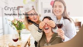  Presentation with hen - Colorful presentation design enhanced with laughing-girlfriends-are-planning backdrop and a lemonade colored foreground