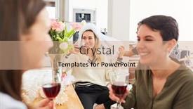  Presentation with hen - Cool new PPT layouts with laughing-girlfriends-celebrate-hen-party backdrop and a coral colored foreground