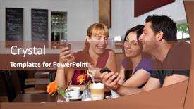  Presentation with cell phones - Presentation consisting of laughing-group-plays background and a tawny brown colored foreground