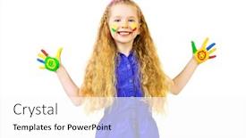  Presentation with childhood - Beautiful slides featuring laughing little girl painted in bright colors happy childhood isolated over white backdrop and a white colored foreground