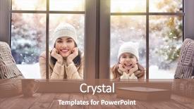  Presentation with loving mom - Audience pleasing theme consisting of laughing on snowy winter backdrop and a coral colored foreground