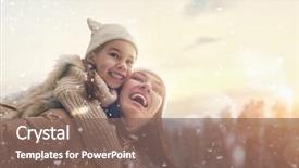  Presentation with winter family - Cool new presentation theme with laughing on snowy winter backdrop and a violet colored foreground