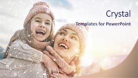  Presentation with child support family law - Slides having laughing on snowy winter background and a sky blue colored foreground