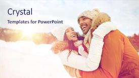  Presentation with season - PPT layouts having laughing outdoors in winter background and a sky blue colored foreground