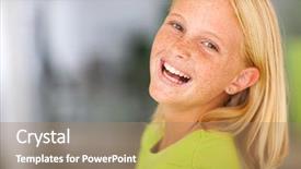  Presentation with reflection looking back to go forward - Cool new PPT layouts with laughing preteen girl looking back backdrop and a coral colored foreground