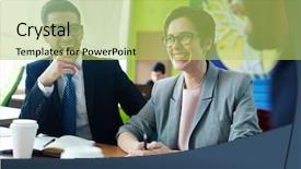  Presentation with news - Cool new slides with laughing reporters discussing latest news backdrop and a  colored foreground