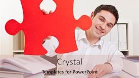  Presentation with red puzzle - Amazing presentation having laughing-student-at-the-desk backdrop and a coral colored foreground