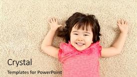  Presentation with dog baby cute child - Audience pleasing theme consisting of laughing while lying on rug backdrop and a  colored foreground