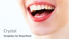  Presentation with teeth whitening - Beautiful PPT theme featuring laughing-woman-female-mouth backdrop and a white colored foreground