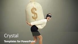  Presentation with black woman - Slide set consisting of laughing-woman-in-formal-wear background and a gray colored foreground