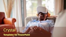  Presentation with relaxing - Presentation having laughing-woman-relaxing-lying background and a tawny brown colored foreground