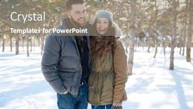  Presentation with winter - Audience pleasing theme consisting of laughing-young-couple-standing backdrop and a gray colored foreground