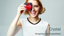  Presentation with jewelery - Colorful slide deck enhanced with closing eye with jewelery gift backdrop and a sky blue colored foreground