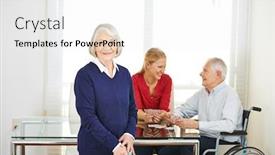  Presentation with nursing - Colorful presentation enhanced with laughing-young-woman-plays-cards backdrop and a white colored foreground