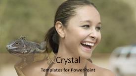  Presentation with shoulder - Theme enhanced with laughing young woman with iguana background and a coral colored foreground