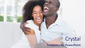  Presentation with broken home upset couple - Audience pleasing slide deck consisting of laughter - attractive couple cuddling backdrop and a sky blue colored foreground